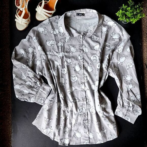 Shein Sheep Print Blouse - Picture 1 of 7